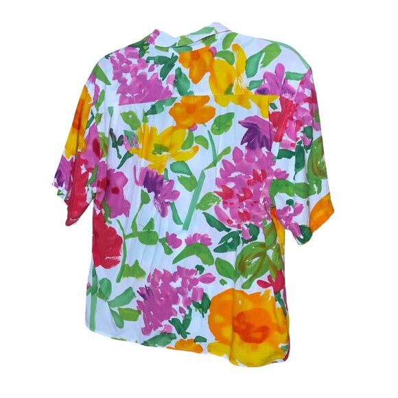 Jams World Vintage Womens Size Small Multicolor Floral Print Rayon Hawaiian Camp - Picture 7 of 8